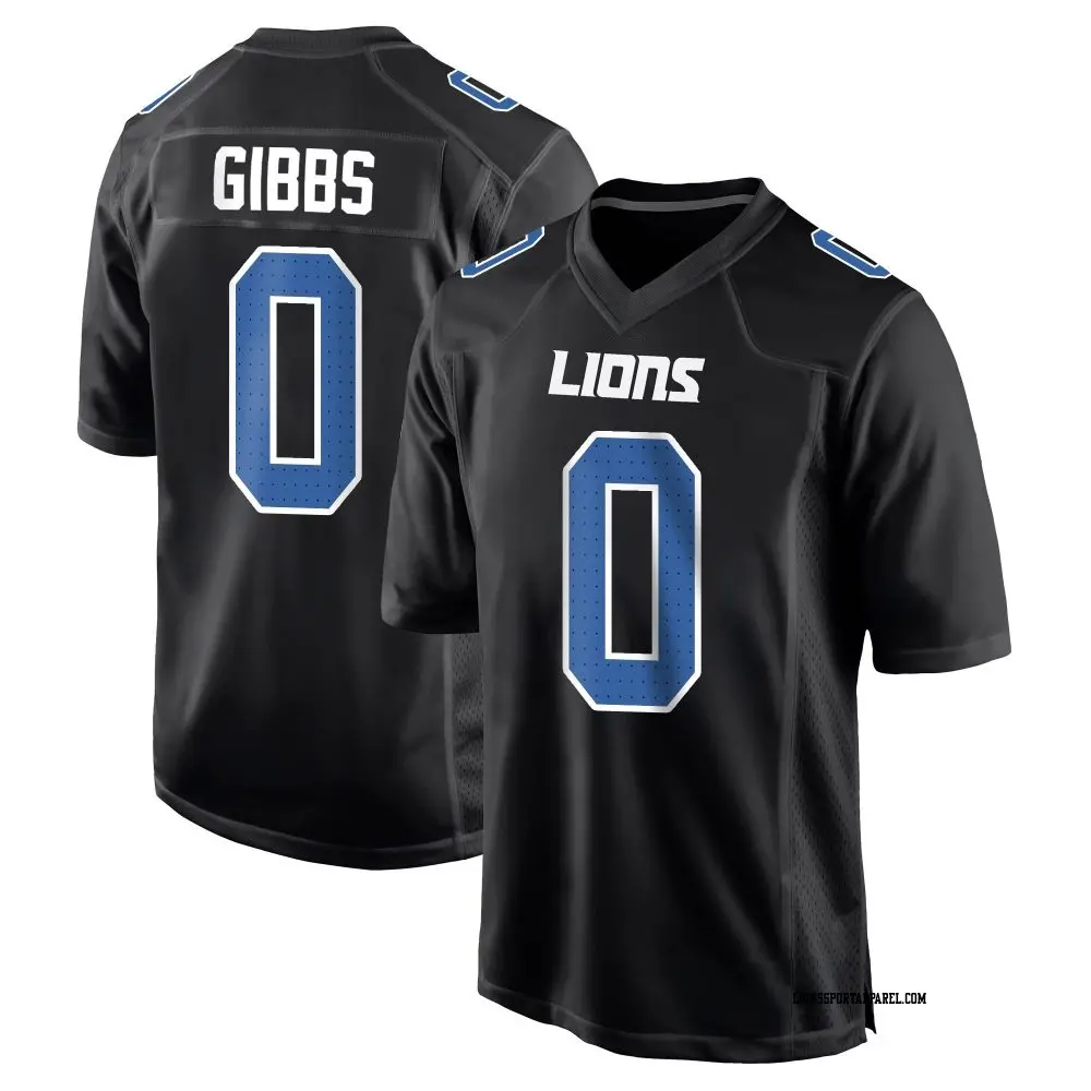 Game Black Youth Jahmyr Gibbs Detroit Lions Carbon Fashion Jersey
